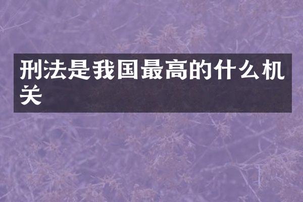 刑法是我国最高的什么机关