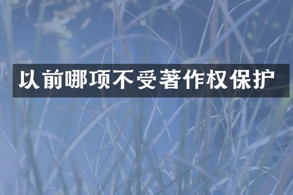 以前哪项不受著作权保护