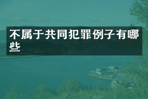 不属于共同犯罪例子有哪些