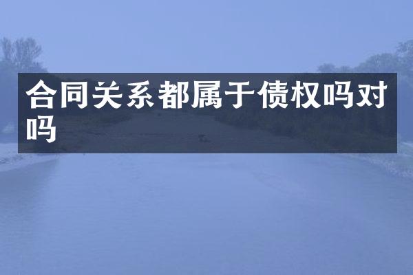 合同关系都属于债权吗对吗