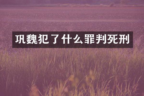 巩魏犯了什么罪判死刑