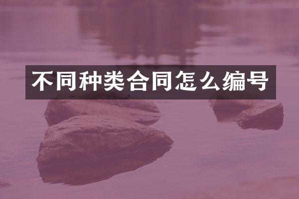 不同种类合同怎么编号