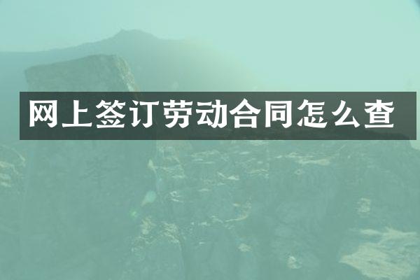 网上签订劳动合同怎么查