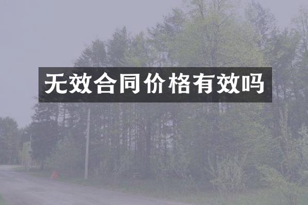 无效合同价格有效吗