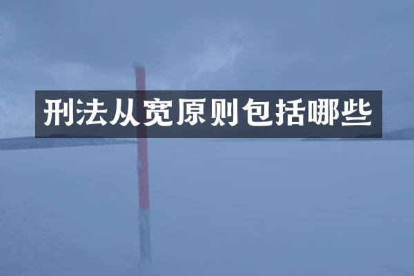 刑法从宽原则包括哪些