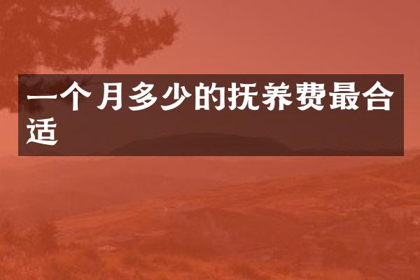 一个月多少的抚养费最合适
