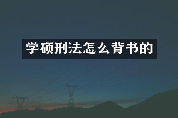 学硕刑法怎么背书的