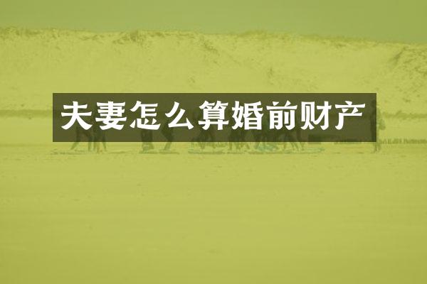 夫妻怎么算婚前财产