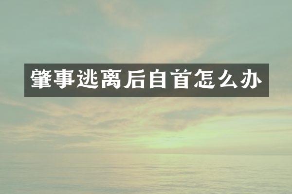 肇事逃离后自首怎么办