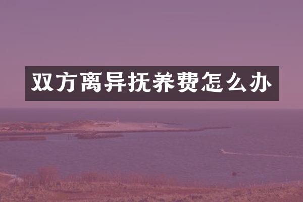 双方离异抚养费怎么办