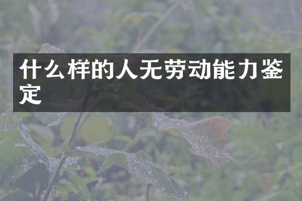 什么样的人无劳动能力鉴定