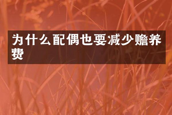 为什么配偶也要减少赡养费