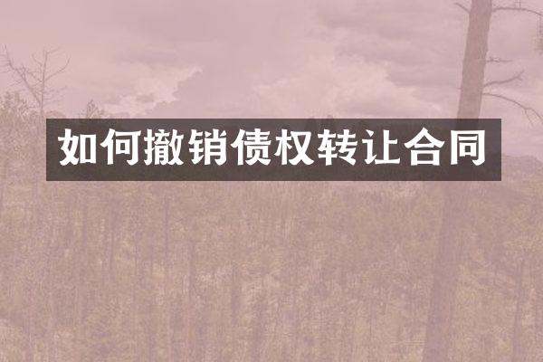 如何撤销债权转让合同