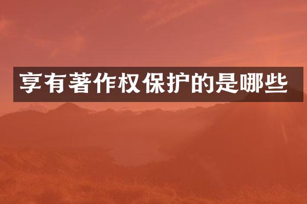 享有著作权保护的是哪些