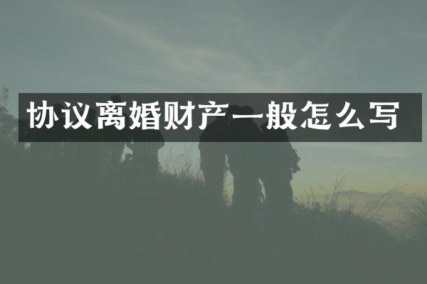 协议离婚财产一般怎么写