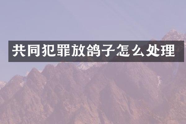 共同犯罪放鸽子怎么处理