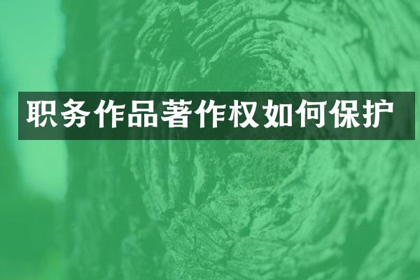 职务作品著作权如何保护