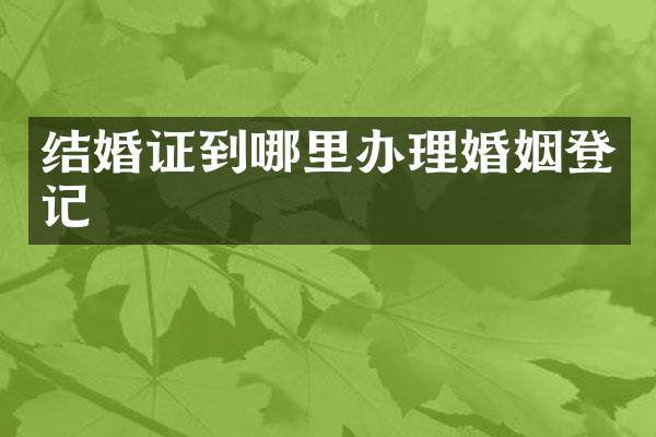 结婚证到哪里办理婚姻登记
