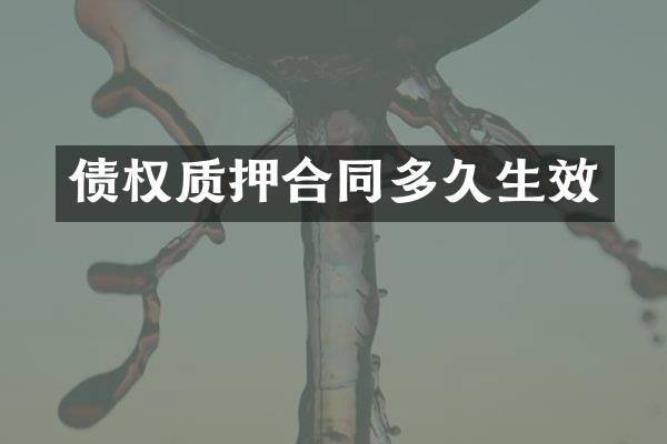 债权质押合同多久生效