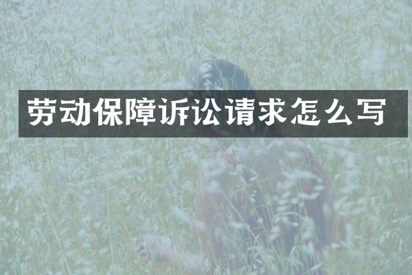 劳动保障诉讼请求怎么写