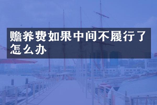 赡养费如果中间不履行了怎么办