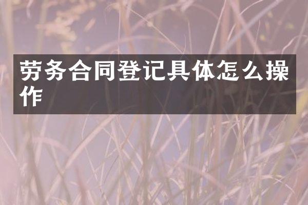 劳务合同登记具体怎么操作