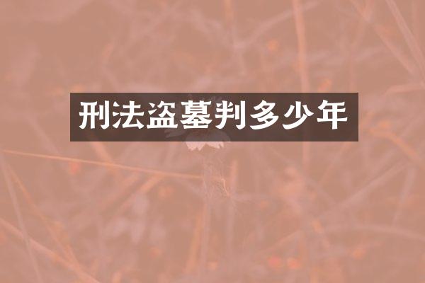 刑法盗墓判多少年