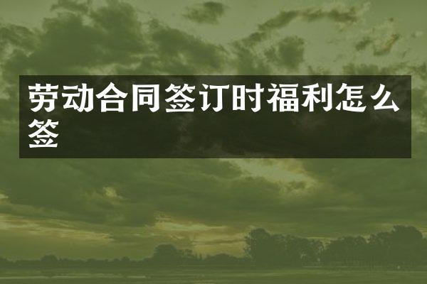 劳动合同签订时福利怎么签