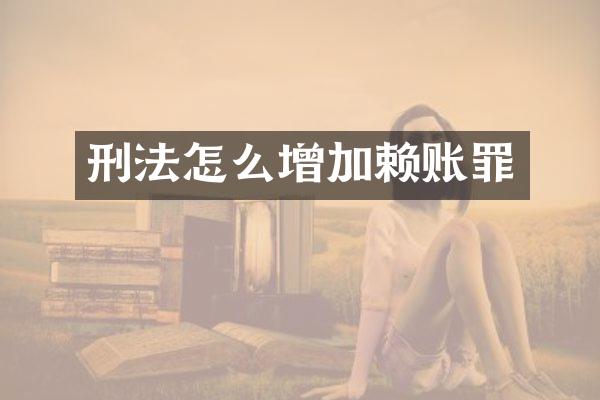 刑法怎么增加赖账罪