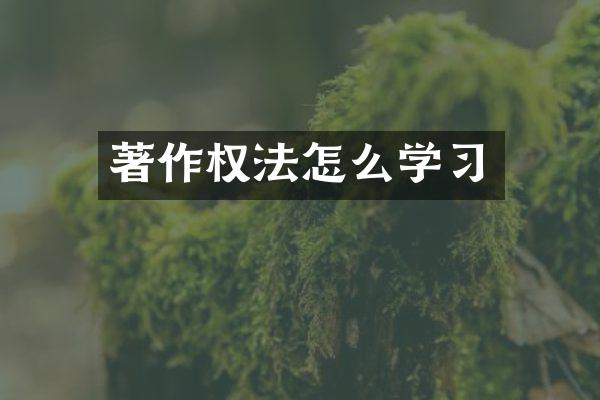 著作权法怎么学习