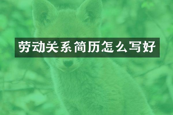 劳动关系简历怎么写好
