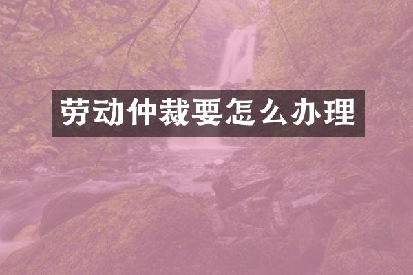劳动仲裁要怎么办理