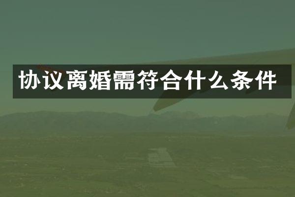 协议离婚需符合什么条件
