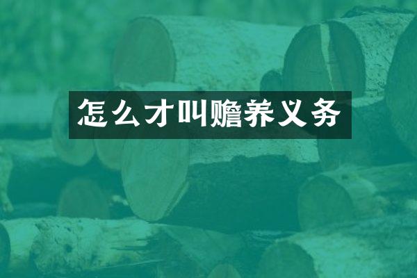 怎么才叫赡养义务