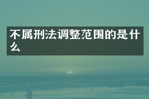 不属刑法调整范围的是什么