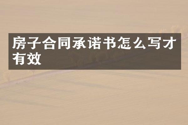 房子合同承诺书怎么写才有效