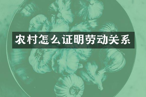 农村怎么证明劳动关系
