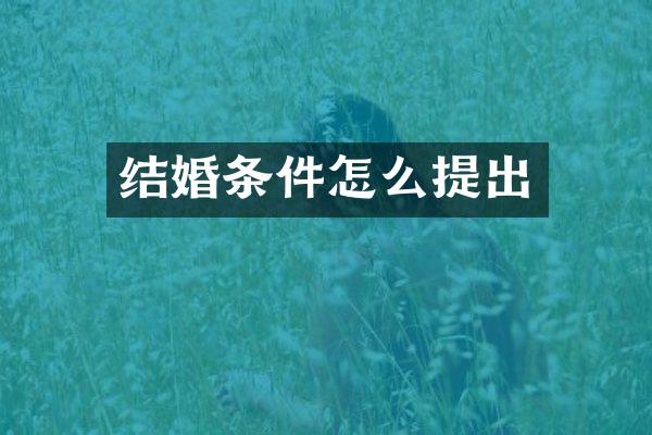 结婚条件怎么提出