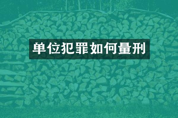 单位犯罪如何量刑
