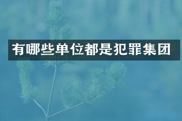 有哪些单位都是犯罪集团