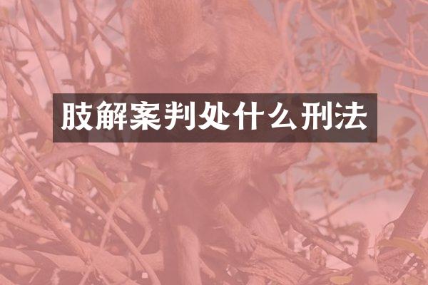 肢解案判处什么刑法