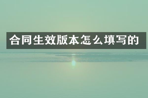 合同生效版本怎么填写的