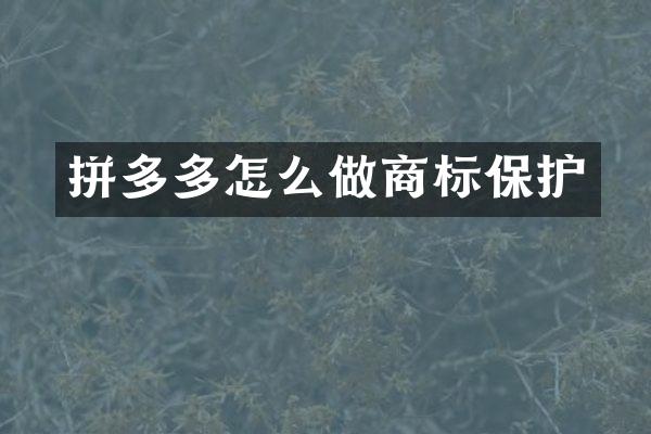 拼多多怎么做商标保护
