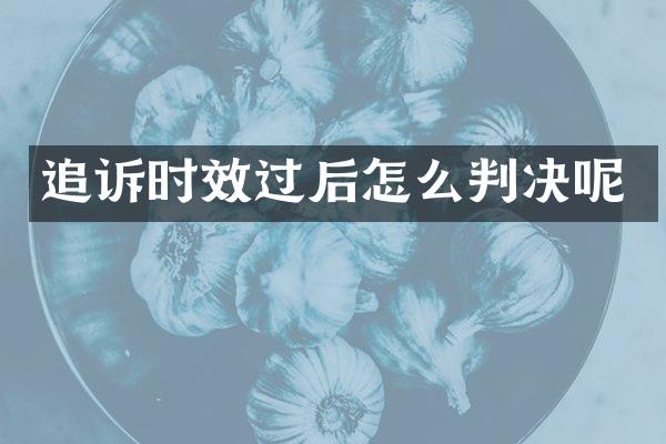 追诉时效过后怎么判决呢