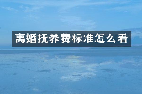 离婚抚养费标准怎么看