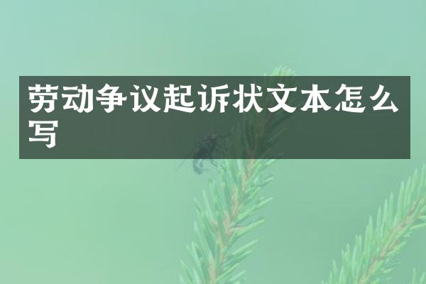 劳动争议起诉状文本怎么写