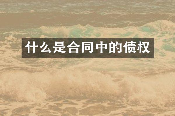 什么是合同中的债权