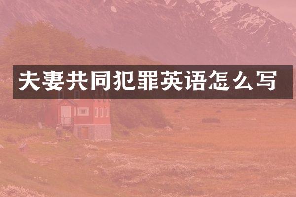 夫妻共同犯罪英语怎么写