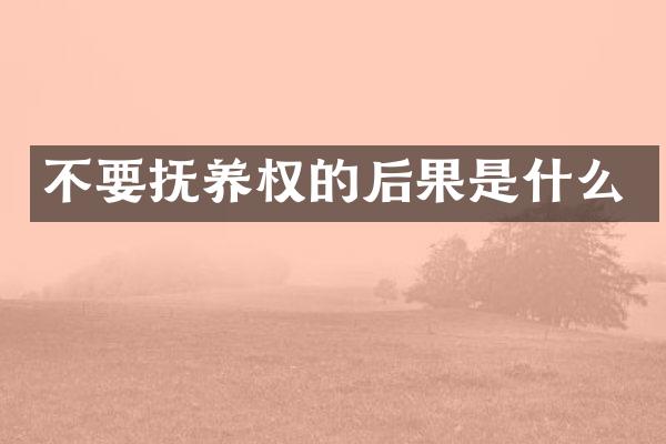 不要抚养权的后果是什么