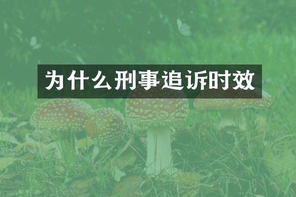 为什么刑事追诉时效